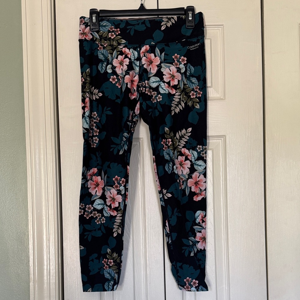 Calvin Klein Performance Floral Leggings - Black and Pink